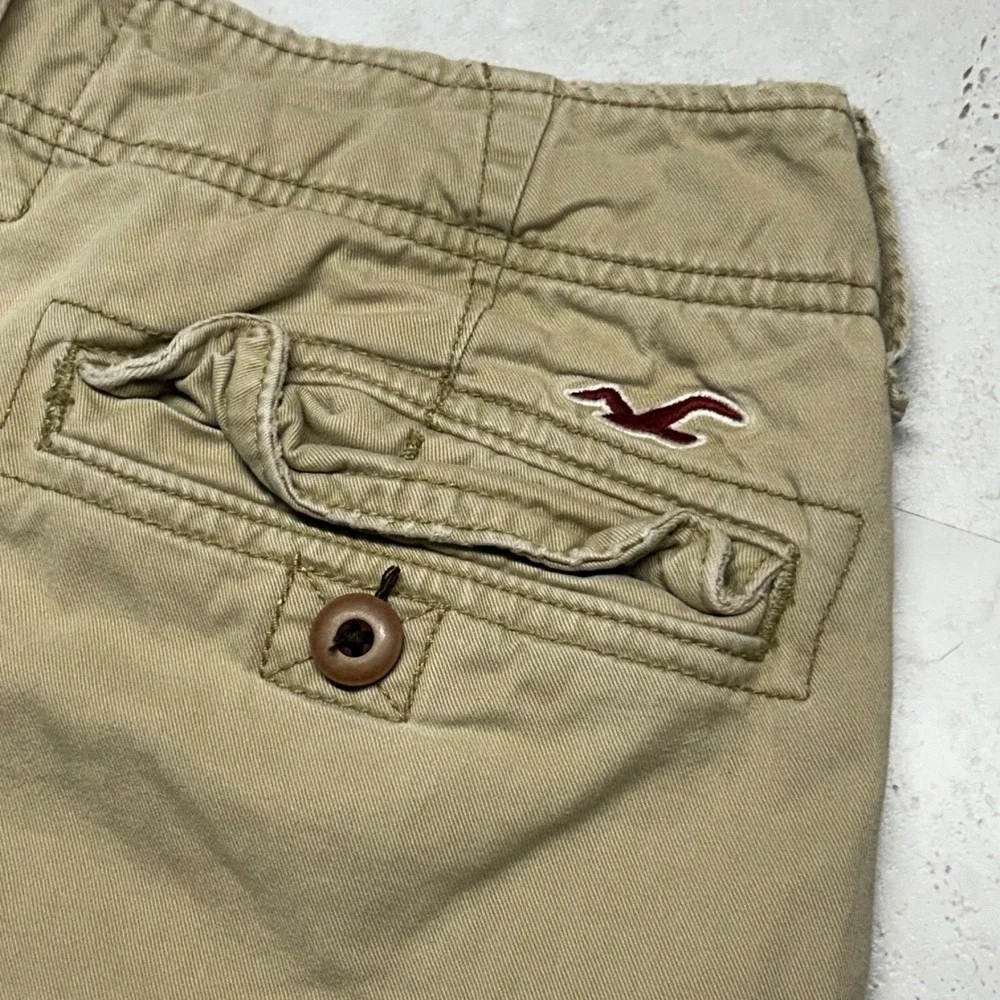 Hollister Cargo Shorts Khaki Tan Mens 32 Utility Pockets Rugged Summer Gorpcore
